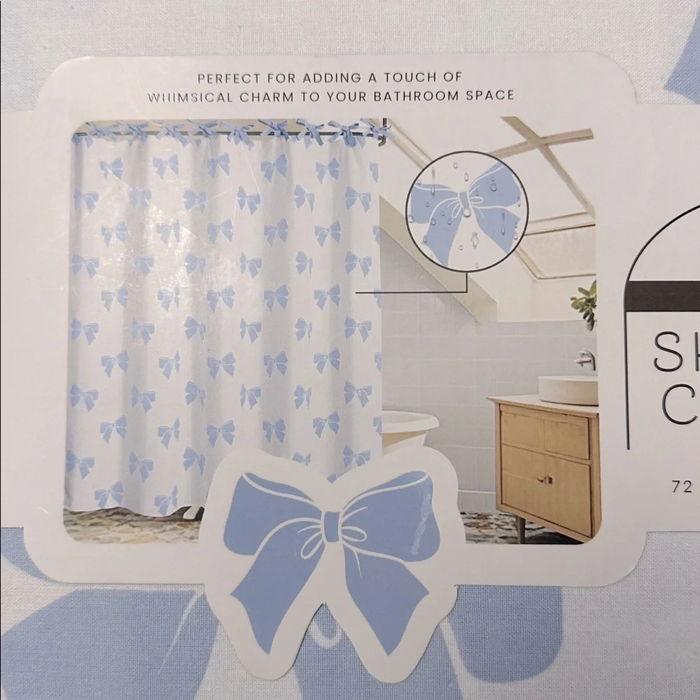 NWT Dream Home Blue Bows Shower Curtain